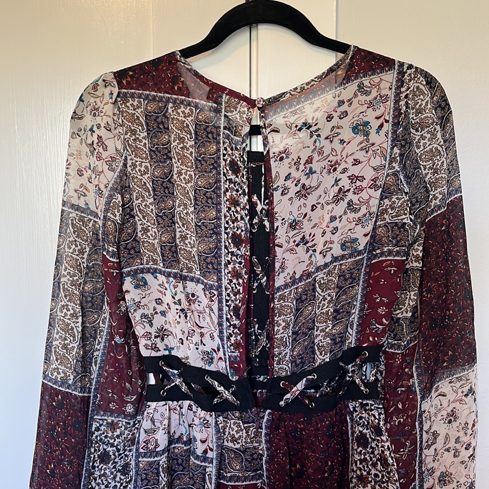 Maroon/Patterned Flowing Dress - Picture 6 of 6